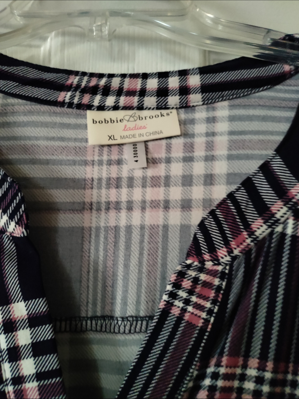 Bobbie Brooks Navy, White & Pink Plaid Drawstring Tunic Dress - Picture 3 of 9